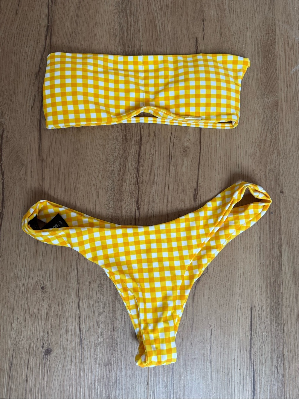 Blackbough Yellow Gingham Bandeau Bikini Set (Nev… - image 3